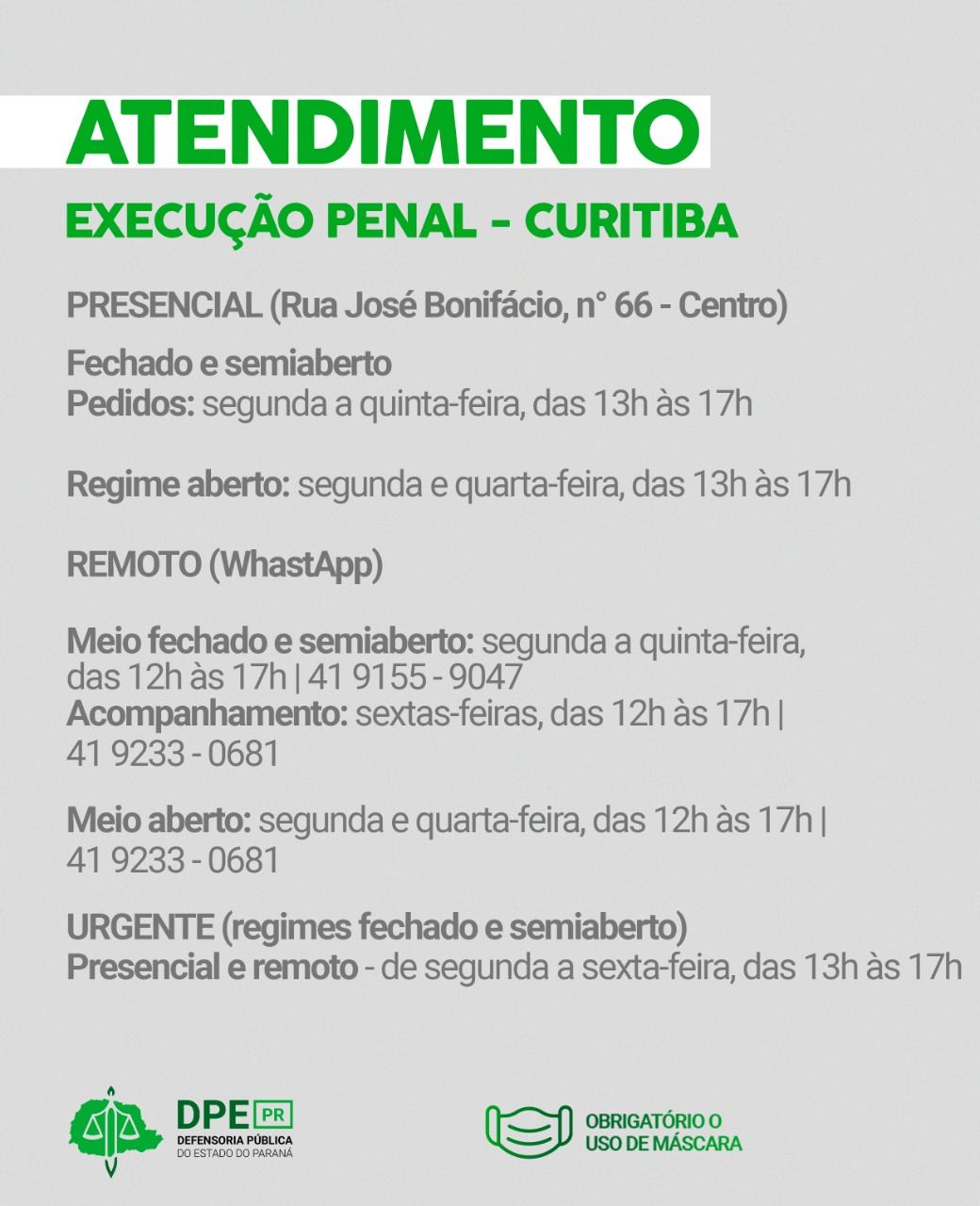 Imagem com dados dos Atendimento da Defensoria Pública