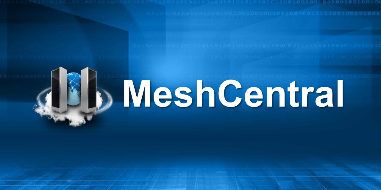 Imagem de dois computadores e a palavra "MeshCentral" ao lado