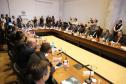 O governador Carlos Massa Ratinho Junior e o ministro da Justiça Sergio Moro, participaram da Encontro do Conselho Nacional de Secretários de Estado da Justiça, Cidadania, Direitos Humanos e Administração Penitenciária, que realiza-se no Palácio Iguaçu. Participaram: os secretários: de Segurança Pública, cel. Romulo Marinho Soares; entre outros.Curitiba, 04-10-19.Foto: Arnaldo Alves / AEN.