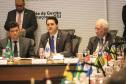 O governador Carlos Massa Ratinho Junior e o ministro da Justiça Sergio Moro, participaram da Encontro do Conselho Nacional de Secretários de Estado da Justiça, Cidadania, Direitos Humanos e Administração Penitenciária, que realiza-se no Palácio Iguaçu. Participaram: os secretários: de Segurança Pública, cel. Romulo Marinho Soares; entre outros.Curitiba, 04-10-19.Foto: Arnaldo Alves / AEN.