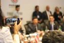 O governador Carlos Massa Ratinho Junior e o ministro da Justiça Sergio Moro, participaram da Encontro do Conselho Nacional de Secretários de Estado da Justiça, Cidadania, Direitos Humanos e Administração Penitenciária, que realiza-se no Palácio Iguaçu. Participaram: os secretários: de Segurança Pública, cel. Romulo Marinho Soares; entre outros.Curitiba, 04-10-19.Foto: Arnaldo Alves / AEN.