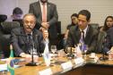 O governador Carlos Massa Ratinho Junior e o ministro da Justiça Sergio Moro, participaram da Encontro do Conselho Nacional de Secretários de Estado da Justiça, Cidadania, Direitos Humanos e Administração Penitenciária, que realiza-se no Palácio Iguaçu. Participaram: os secretários: de Segurança Pública, cel. Romulo Marinho Soares; entre outros.Curitiba, 04-10-19.Foto: Arnaldo Alves / AEN.