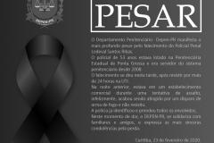 O Departamento Penitenciário do Paraná lamenta a perda do policial penal Lodeval Santos Ribas, falecido neste domingo, 23/02. Neste momento de dor, nos solidarizamos com seus familiares e amigos pela grande perda e registramos nosso agradecimento à dedicação e contribuição prestada a este Departamento.