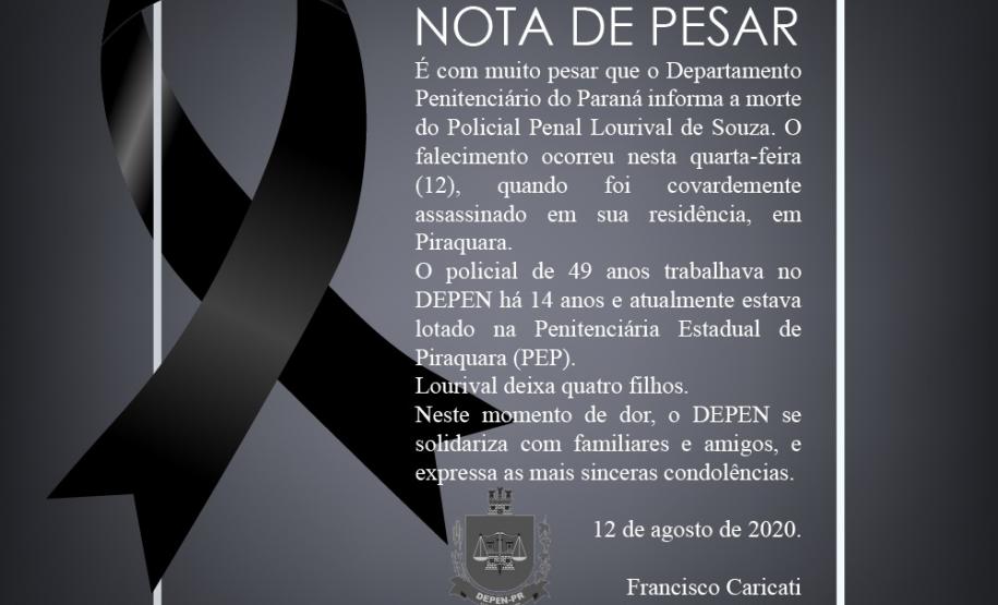 Depen lamenta a morte do policial penal Lourival de Souza